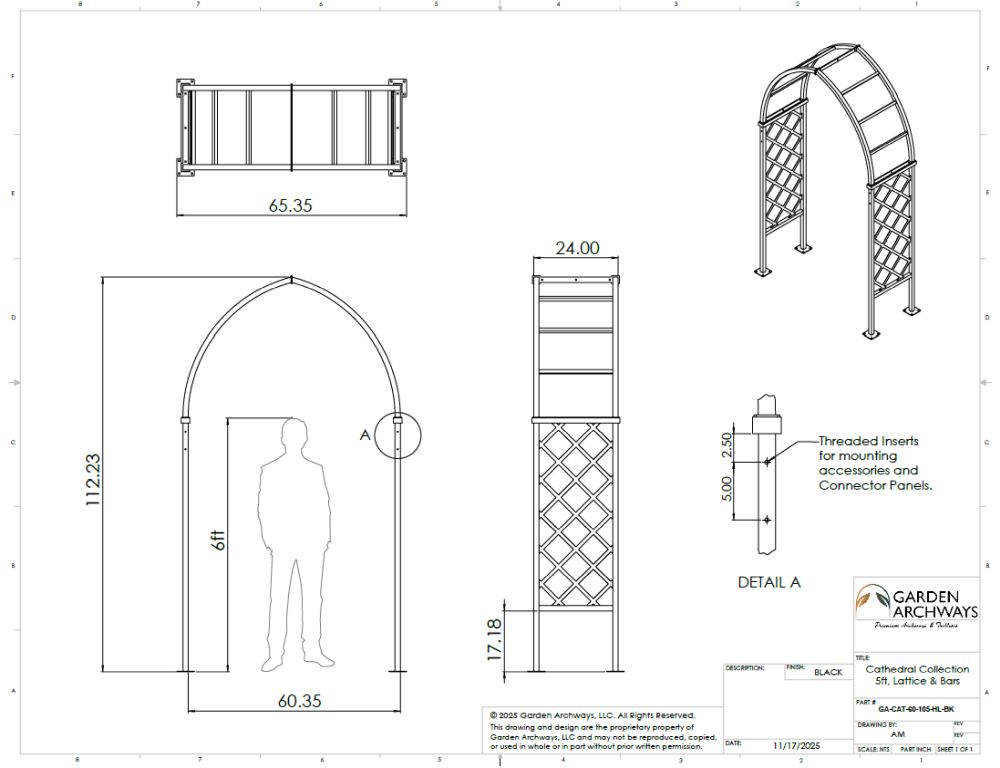 Cathedral Arch Trellis & Arbor - Half Lattice