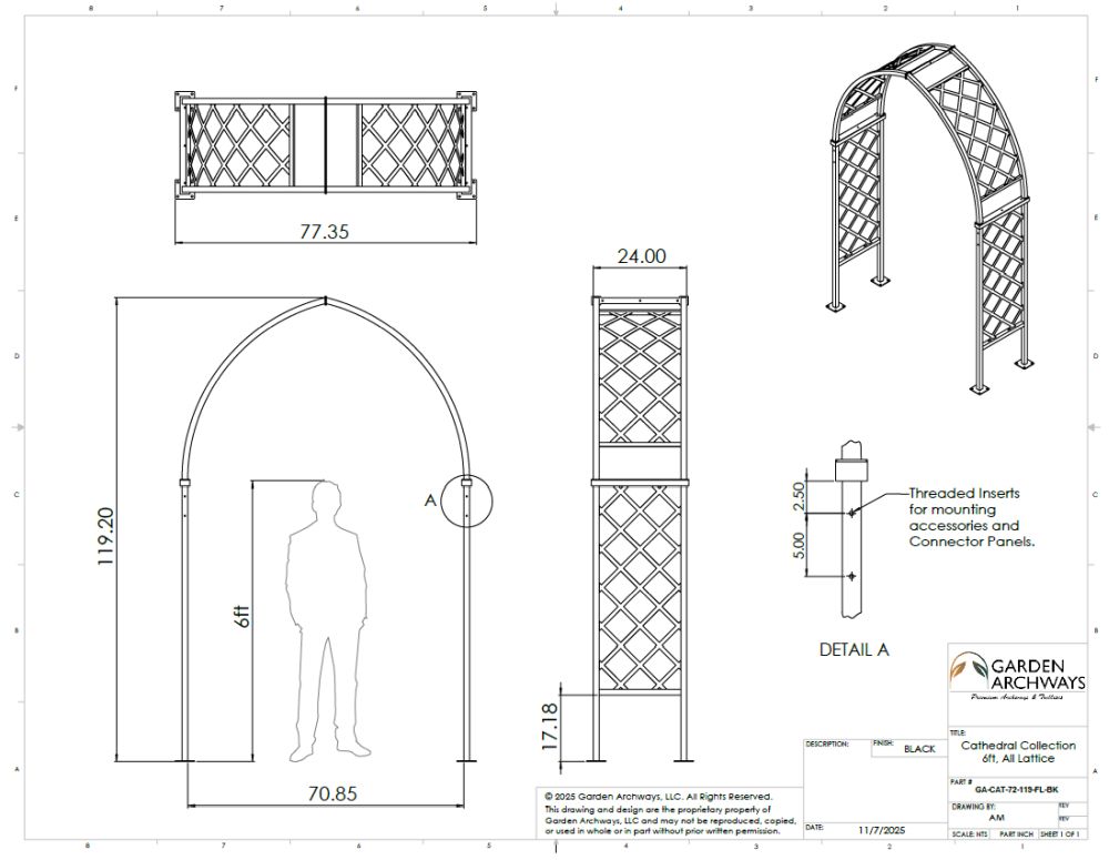 Cathedral Arch Trellis & Arbor - Full Lattice