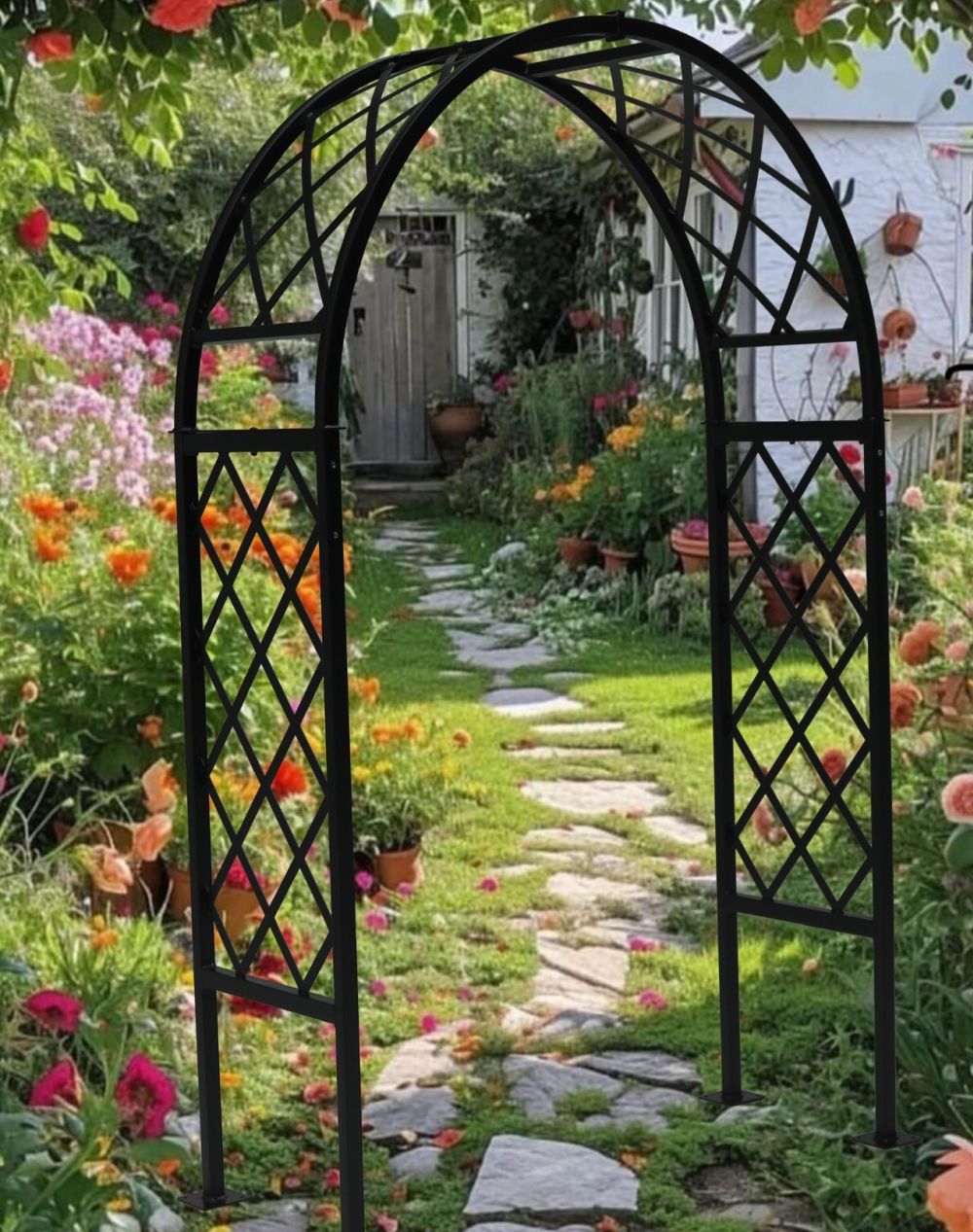 Sunrise Arch Trellis & Arbor - Full Lattice