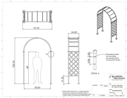 Sunrise Arch Trellis & Arbor - Half Lattice