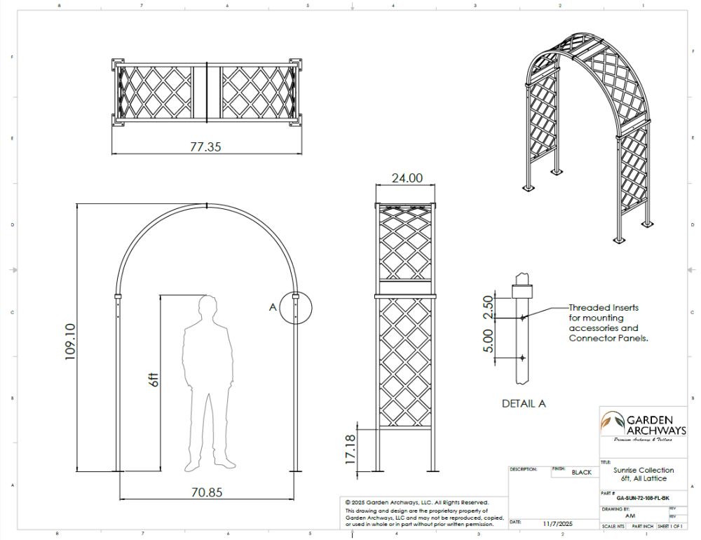 Sunrise Arch Trellis & Arbor - Full Lattice