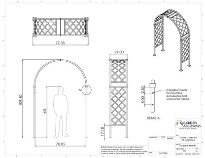 Sunrise Arch Trellis & Arbor - Full Lattice