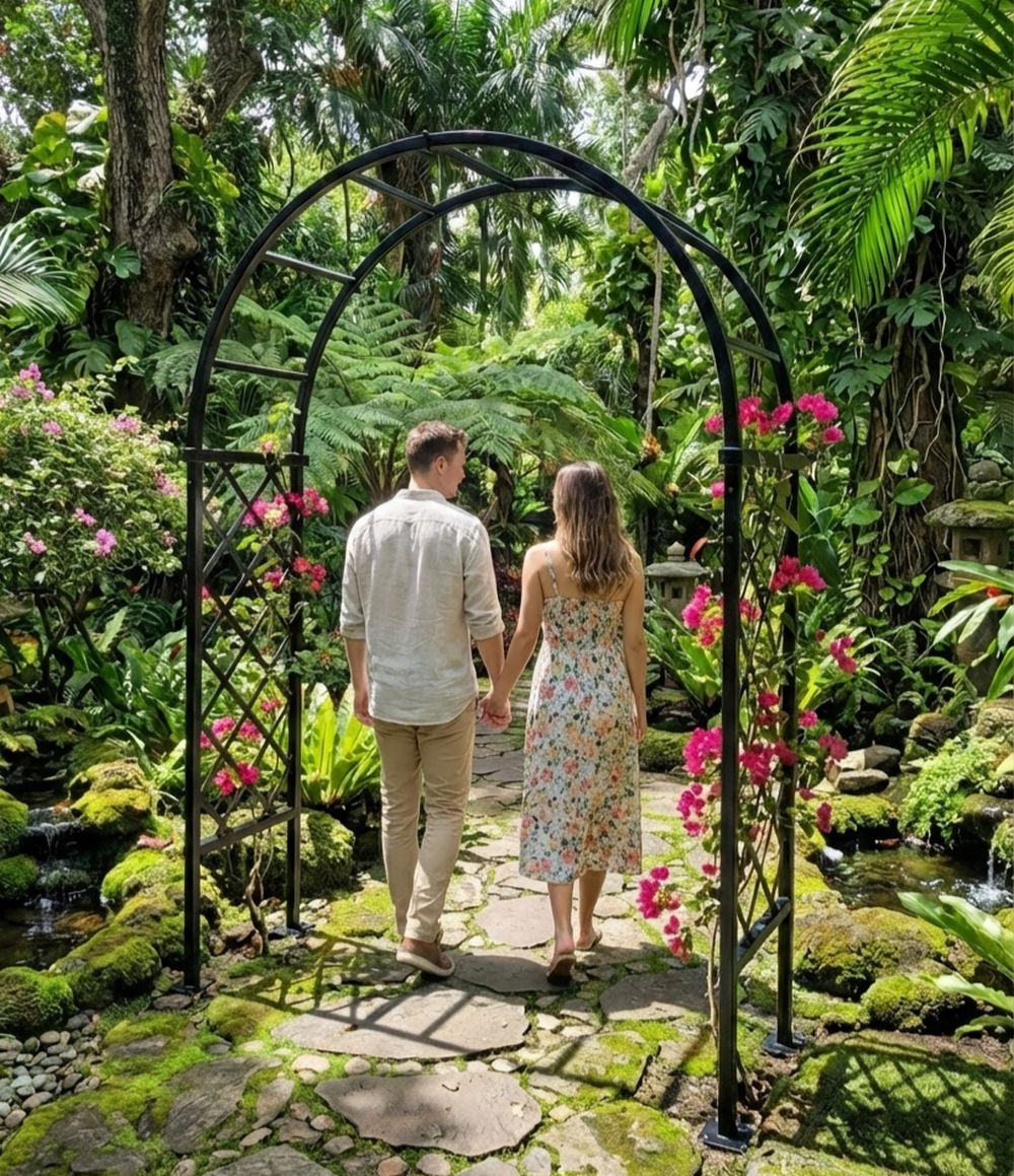 Sunrise Arch Trellis & Arbor - Half Lattice