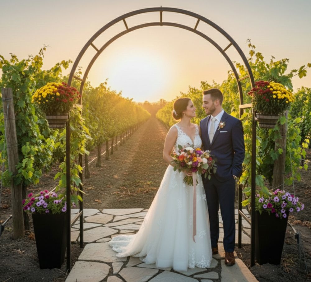Sunrise Arch Trellis & Arbor - Half Lattice